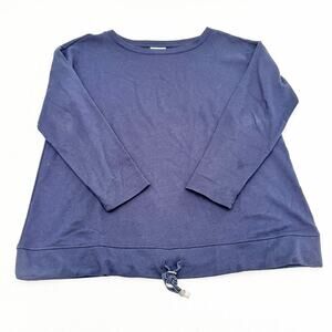 J. Jill Drawstring Adjustable Waist Navy Blue 3/4 Sleeve Sweater Size L Mint